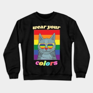 LGBT Pride Cat - Cute Rainbow Kitty - Wear your colors Crewneck Sweatshirt